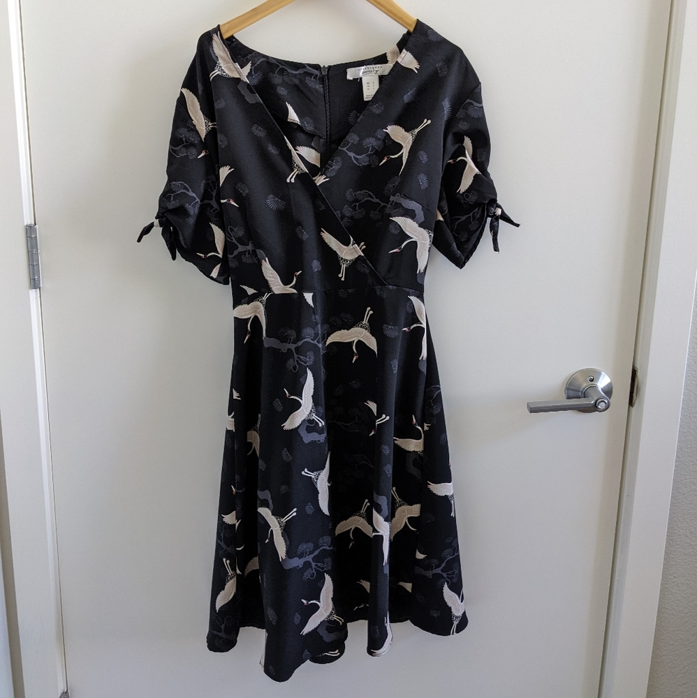 Crane pattern dress